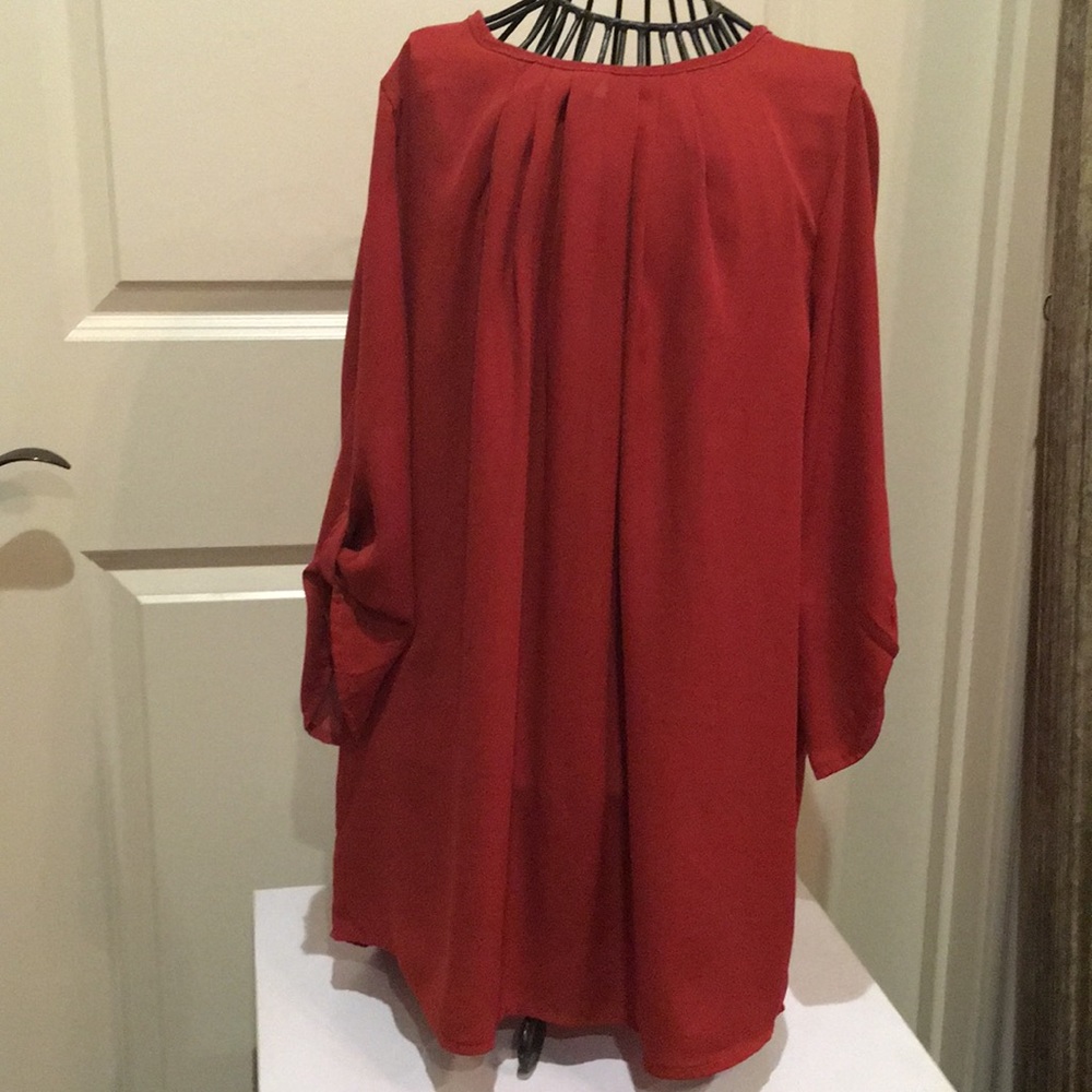 Coco & Main Sheer Flowy Blouse Top Rust Color